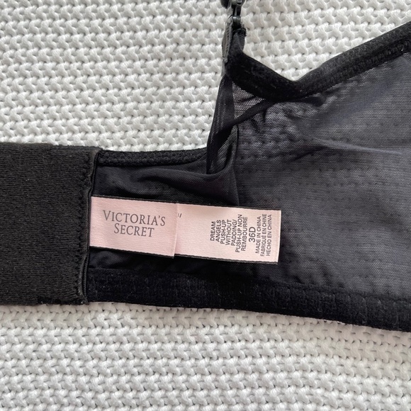 Victoria's Secret Black Lace Dream Angels Push Up Without Padding Bra 36D - Picture 5 of 5
